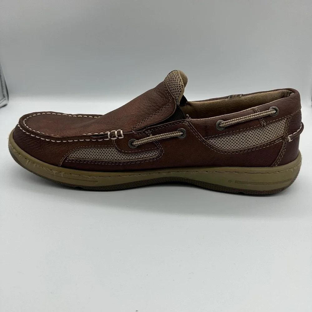Bass Baron III Shoes Mens Size 13 Brown‎ Leather Slip On Casual Boat Loafers
